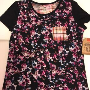 Route 66 pink flower short sleeve T-shirt Size S